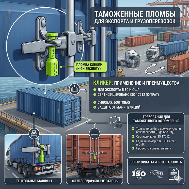 Вимоги до характеристик митних пломб і пломб спеціального типу при експорті вантажів